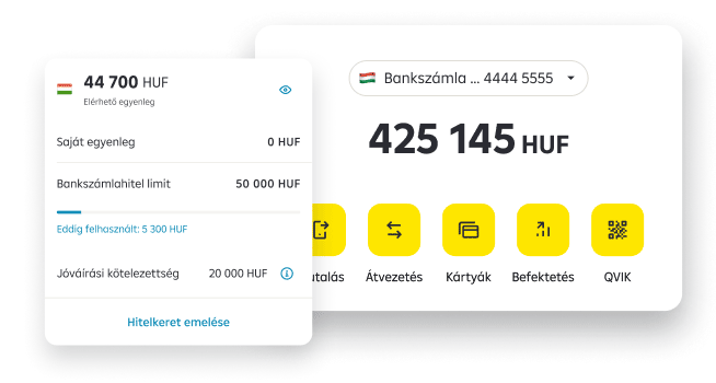 Mobil képernyő számlaegyenleggel, számlaadataokkal