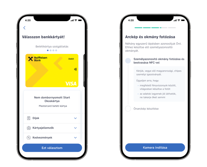 myRaiffeisen képernyők folyamat közepe